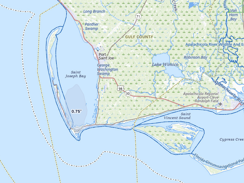 NEXRAD radar-signature map of the hail storm over Port Saint Joe, FL on Jul 29, 2026