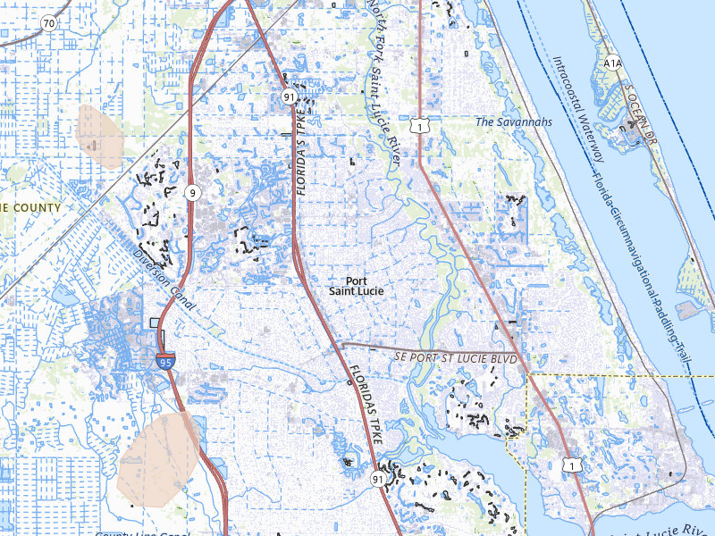 Radar-estimated hail-size map of the storm over Port Saint Lucie, FL on Jul 10, 2026