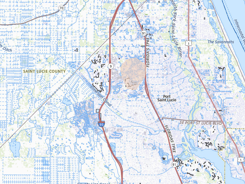 Radar-estimated hail-size map of the storm over Port Saint Lucie, FL on Aug 12, 2026