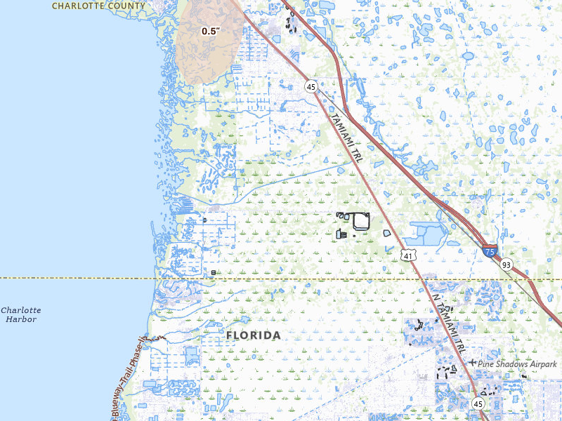 Radar-estimated hail-size map of the storm over Punta Gorda, FL on Mar 15, 2026