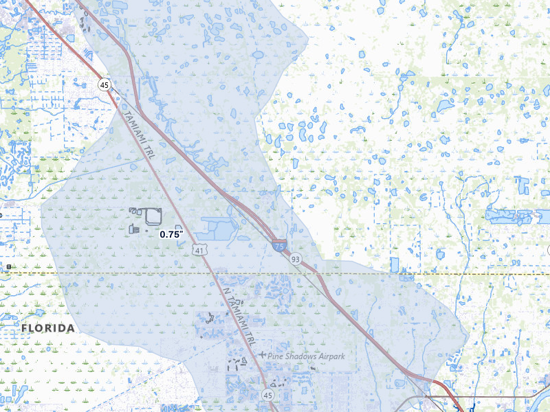 NEXRAD radar-signature map of the hail storm over Punta Gorda, FL on Jun 28, 2026