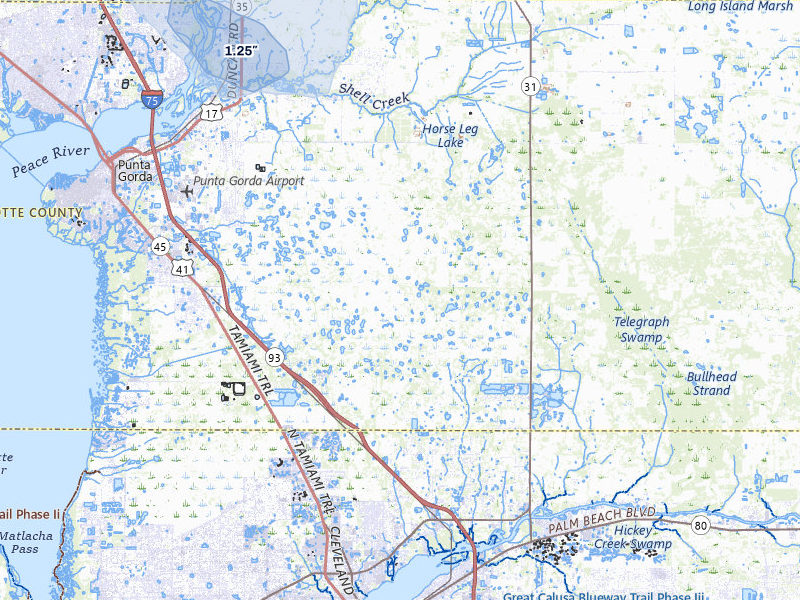 NEXRAD radar-signature map of the hail storm over Punta Gorda, FL on Aug 5, 2026