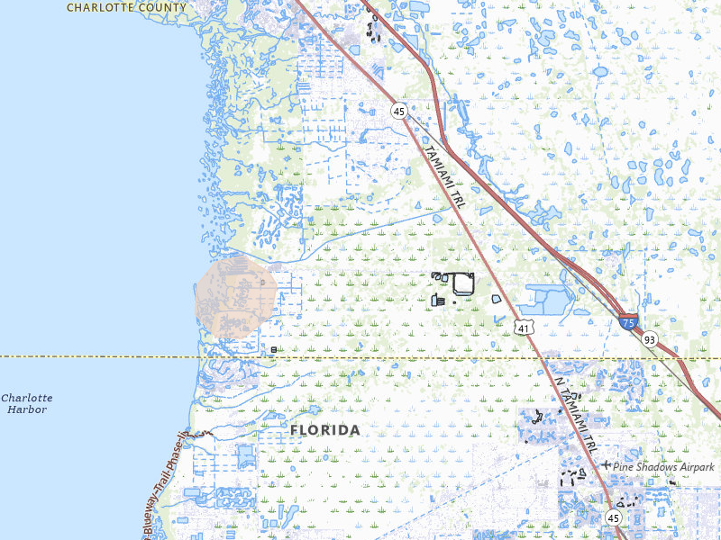 Radar-estimated hail-size map of the storm over Punta Gorda, FL on Aug 29, 2026