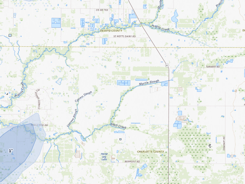 NEXRAD radar-signature map of the hail storm over Punta Gorda, FL on Sep 18, 2026