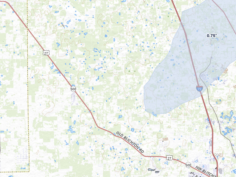 NEXRAD radar-signature map of the hail storm over Reddick, FL on Jul 10, 2026