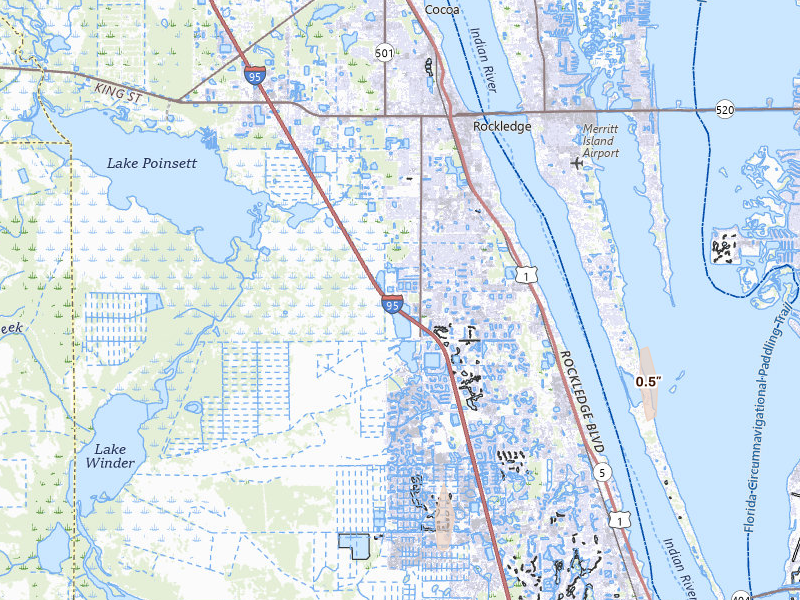 Radar-estimated hail-size map of the storm over Rockledge, FL on Jun 2, 2026