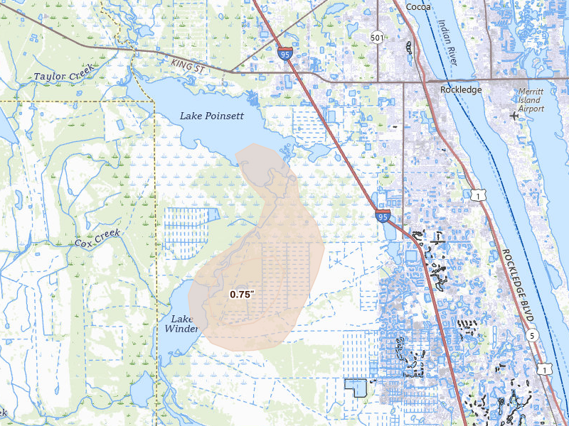 Radar-estimated hail-size map of the storm over Rockledge, FL