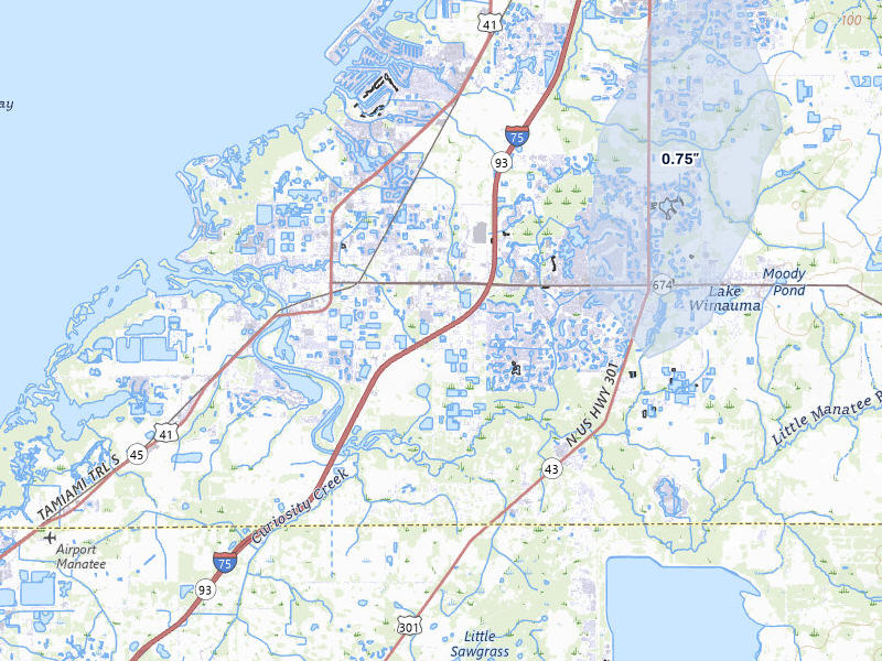 NEXRAD radar-signature map of the hail over Ruskin, FL