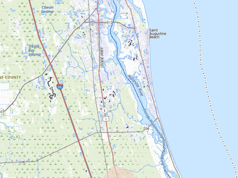 Radar-estimated hail-size map of the storm over Saint Augustine, FL on Jul 12, 2026