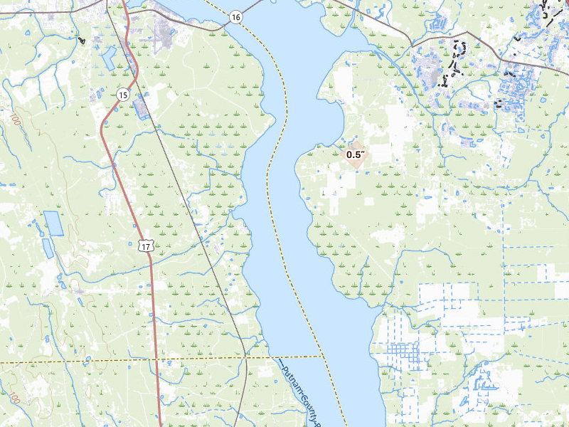 Radar-estimated hail-size map of the storm over Saint Augustine, FL on Aug 24, 2026