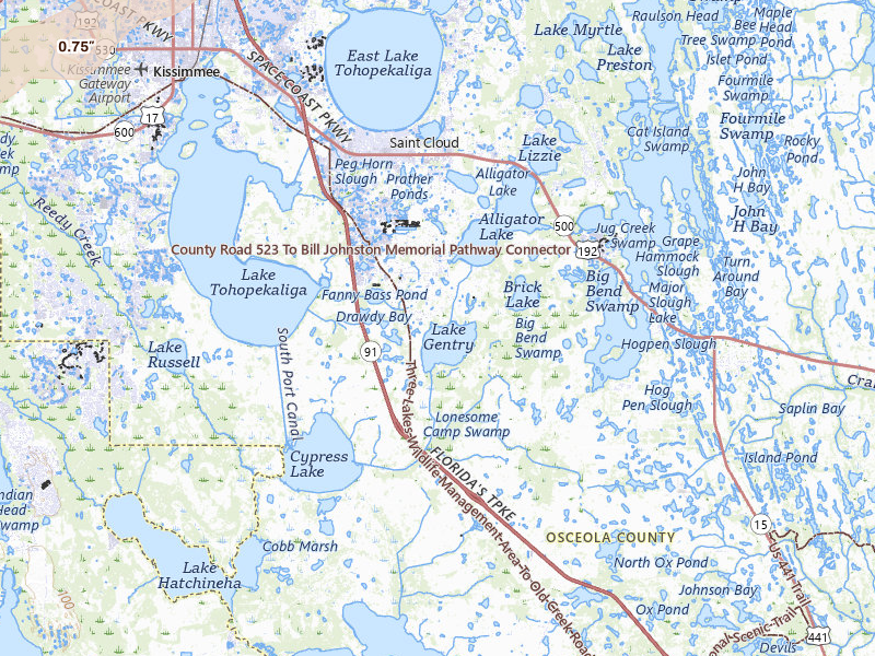 Radar-estimated hail-size map of the storm over Saint Cloud, FL on Mar 16, 2026