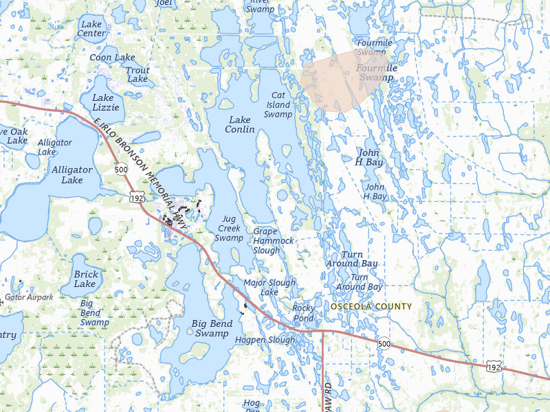 Radar-estimated hail-size map of the storm over Saint Cloud, FL on Jun 30, 2026