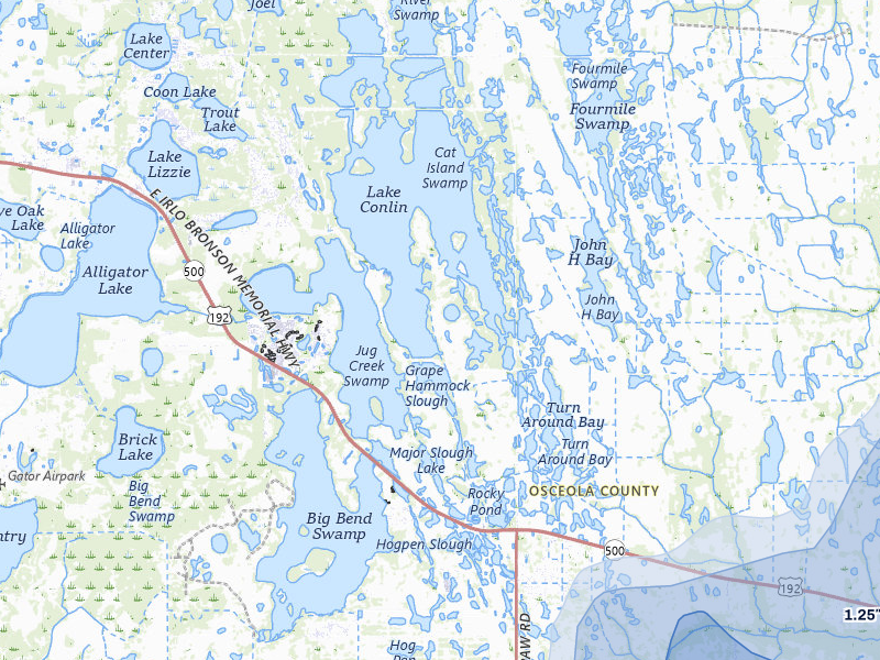 NEXRAD radar-signature map of the hail storm over Saint Cloud, FL on Jul 26, 2026