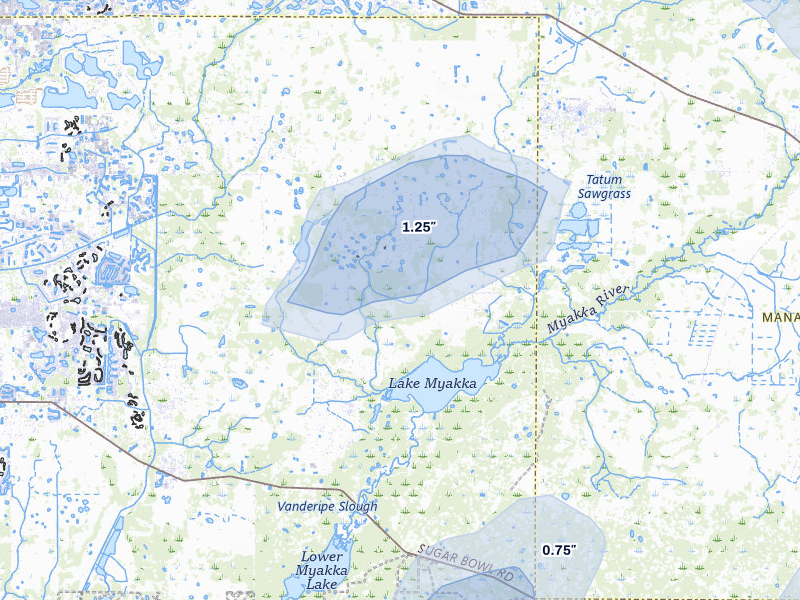 NEXRAD radar-signature map of the hail storm over Sarasota, FL on Mar 25, 2026