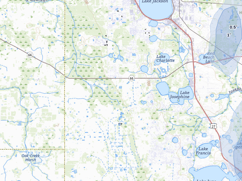 NEXRAD radar-signature map of the hail over Sebring, FL