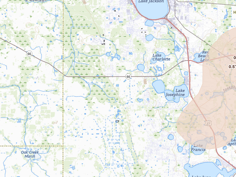 Radar-estimated hail-size map of the storm over Sebring, FL on Jun 20, 2026