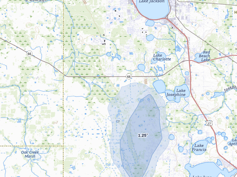 NEXRAD radar-signature map of the hail storm over Sebring, FL on Jun 29, 2026