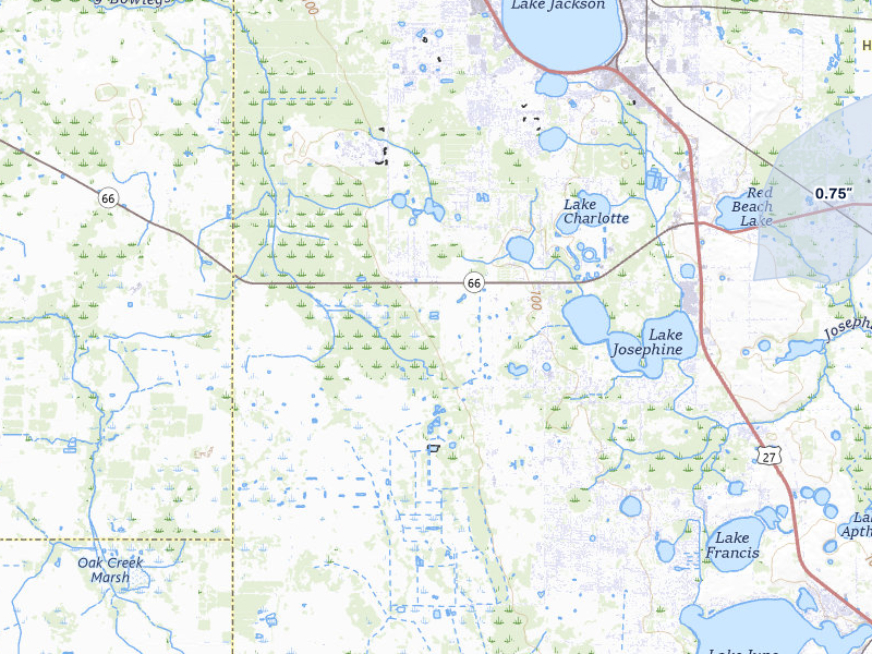 NEXRAD radar-signature map of the hail storm over Sebring, FL on Jul 25, 2026