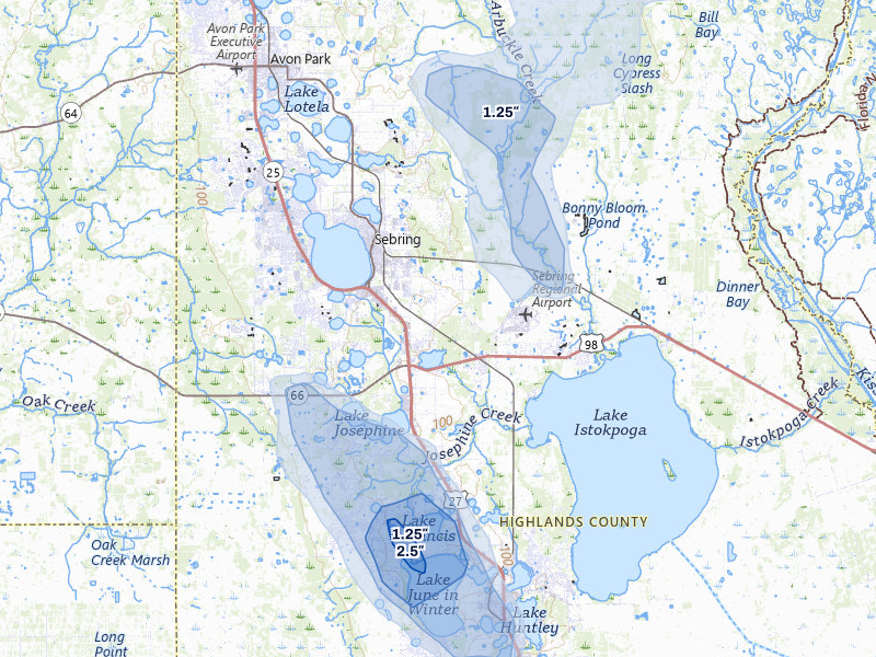 NEXRAD radar-signature map of the hail storm over Sebring, FL on Aug 5, 2026