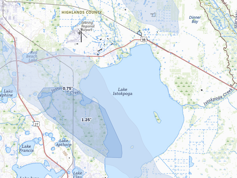 NEXRAD radar-signature map of the hail storm over Sebring, FL on Aug 19, 2026