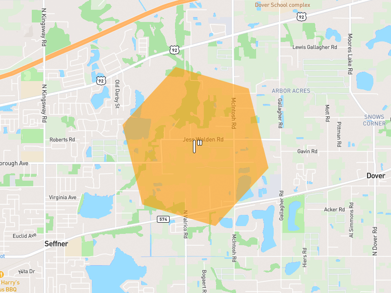 Hail map of Seffner, FL on Jul 6, 2026, hail up to 1"