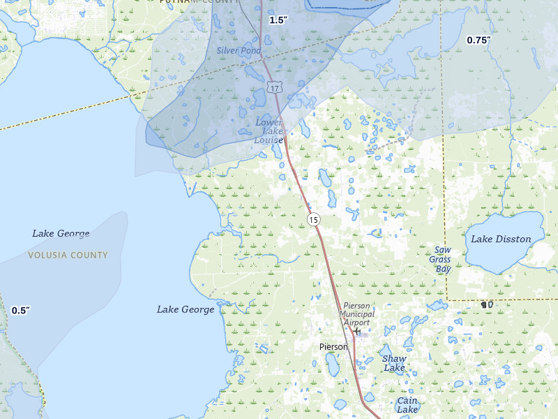 NEXRAD radar-signature map of the hail storm over Seville, FL on Mar 16, 2026