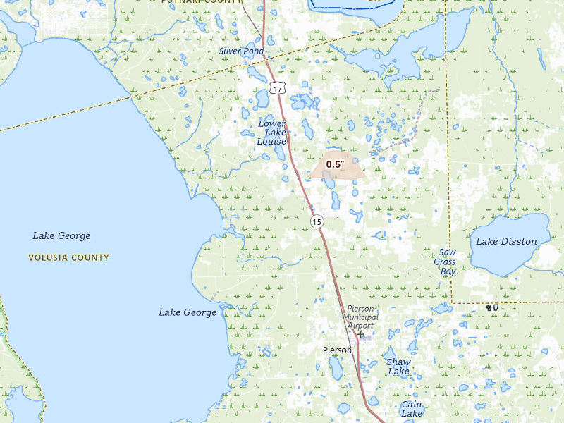Radar-estimated hail-size map of the storm over Seville, FL on May 10, 2026