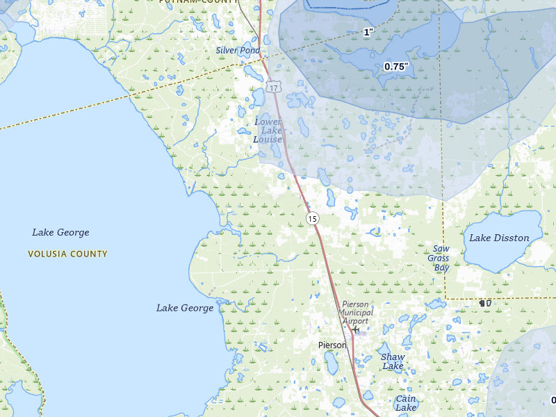 NEXRAD radar-signature map of the hail over Seville, FL