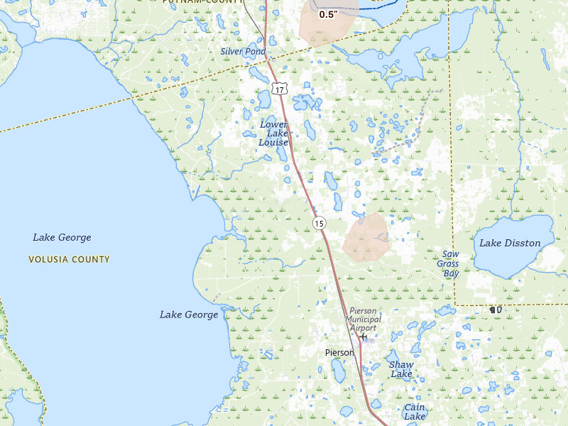 Radar-estimated hail-size map of the storm over Seville, FL on Jul 11, 2026