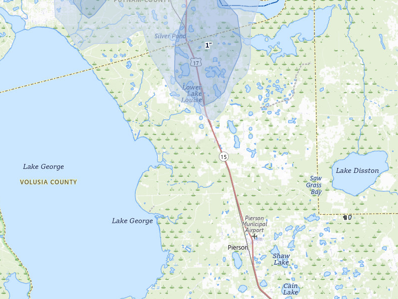 NEXRAD radar-signature map of the hail storm over Seville, FL on Jul 11, 2026