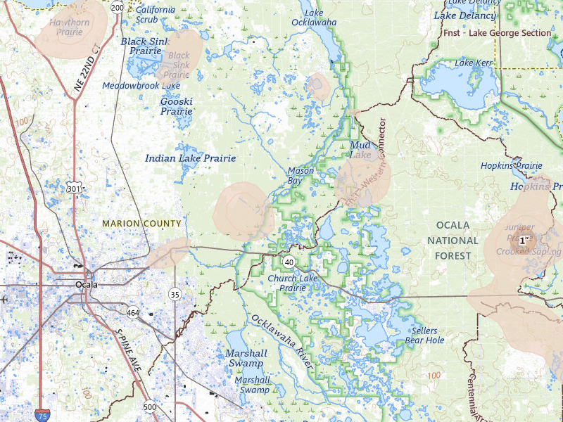 Radar-estimated hail-size map of the storm over Silver Springs, FL on Aug 20, 2026