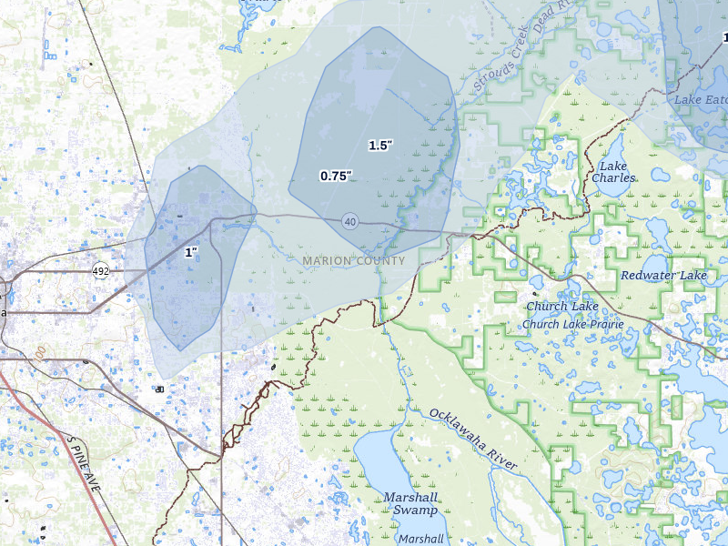 NEXRAD radar-signature map of the hail storm over Silver Springs, FL on Aug 20, 2026