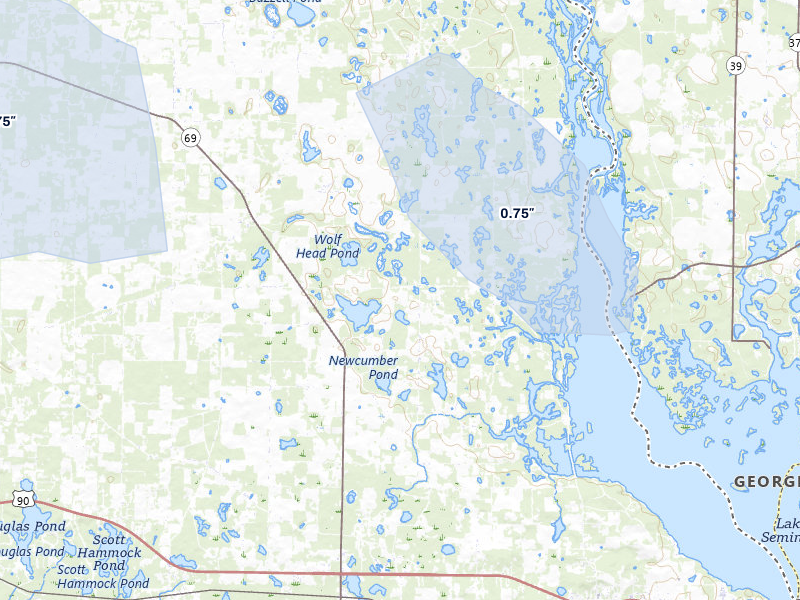 NEXRAD radar-signature map of the hail storm over Sneads, FL on May 7, 2026