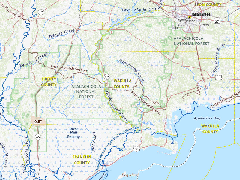 Radar-estimated hail-size map of the storm over Sopchoppy, FL on Jul 8, 2026