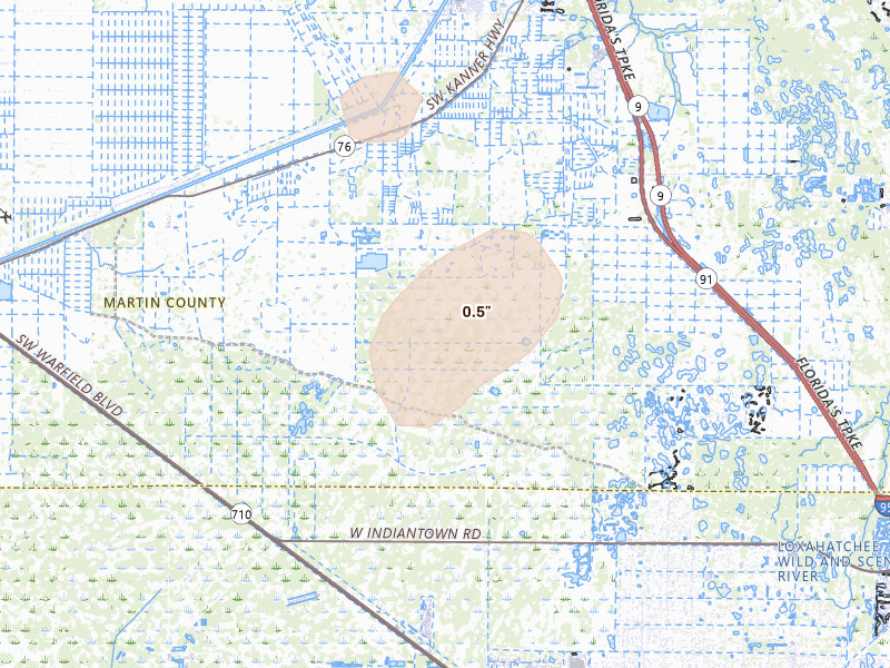 Radar-estimated hail-size map of the storm over Stuart, FL