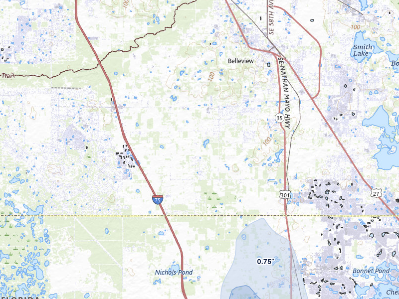 NEXRAD radar-signature map of the hail storm over Summerfield, FL on Jun 29, 2026