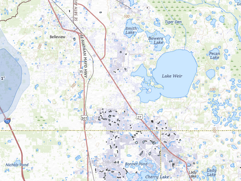 NEXRAD radar-signature map of the hail storm over Summerfield, FL on Aug 5, 2026