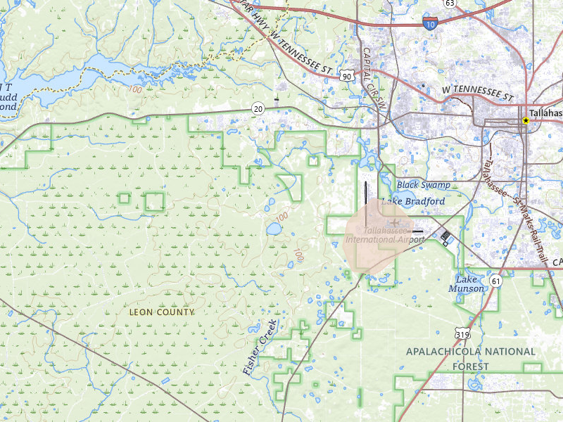 Radar-estimated hail-size map of the storm over Tallahassee, FL on Jun 20, 2026