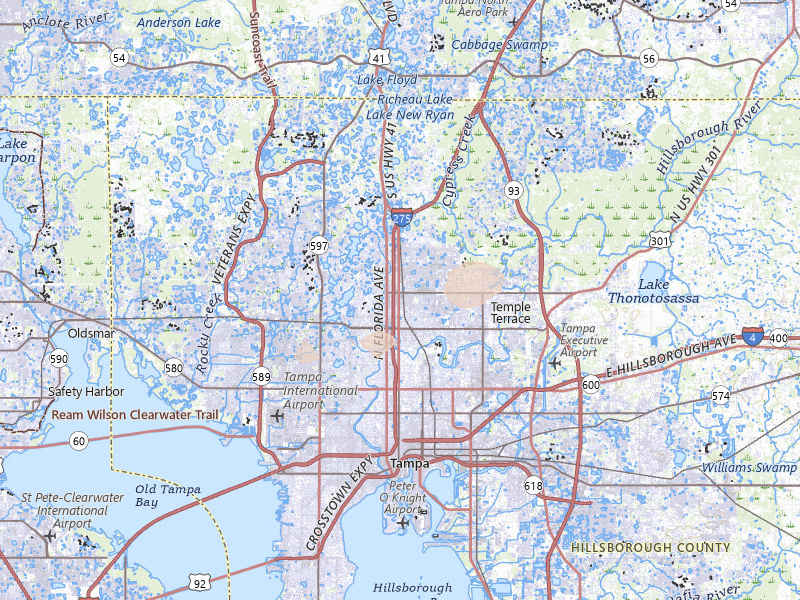 Radar-estimated hail-size map of the storm over Tampa, FL on Jun 29, 2026