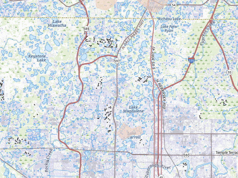 Radar-estimated hail-size map of the storm over Tampa, FL on Aug 9, 2026