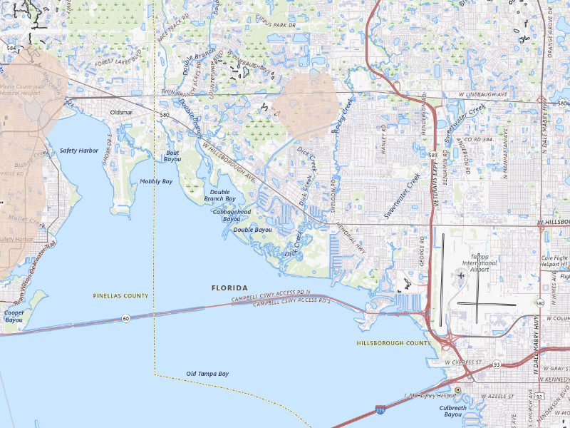 Radar-estimated hail-size map of the storm over Tampa, FL
