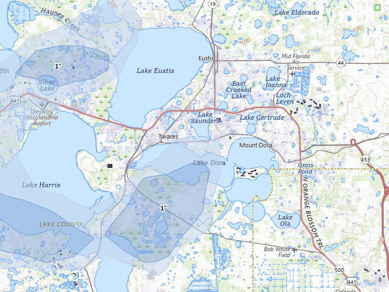 NEXRAD radar-signature map of the hail storm over Tavares, FL on Aug 20, 2026