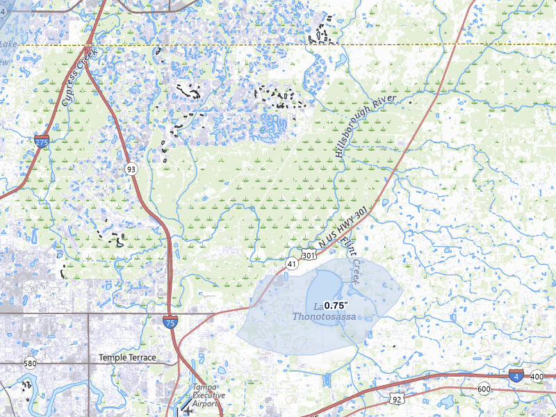 NEXRAD radar-signature map of the hail storm over Thonotosassa, FL on Mar 5, 2026