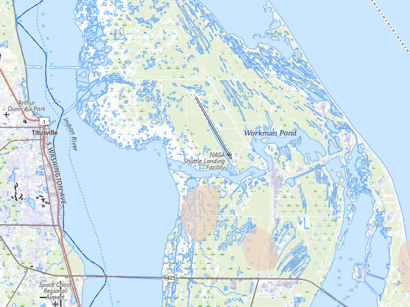 Radar-estimated hail-size map of the storm over Titusville, FL on Aug 25, 2026