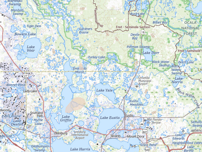 Radar-estimated hail-size map of the storm over Umatilla, FL on Jul 27, 2026