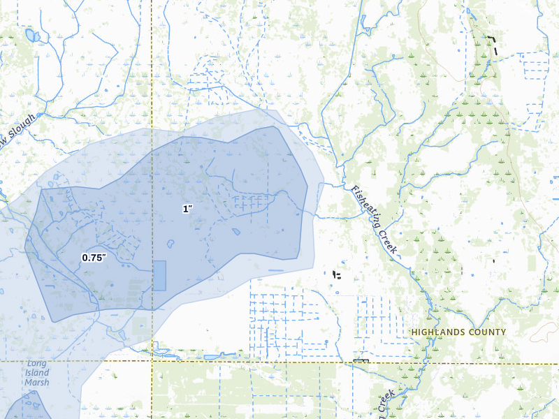 NEXRAD radar-signature map of the hail storm over Venus, FL on Mar 25, 2026