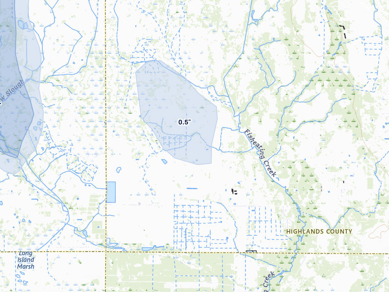 NEXRAD radar-signature map of the hail storm over Venus, FL on Jul 7, 2026