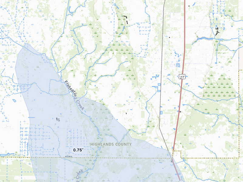 NEXRAD radar-signature map of the hail storm over Venus, FL on Aug 7, 2026