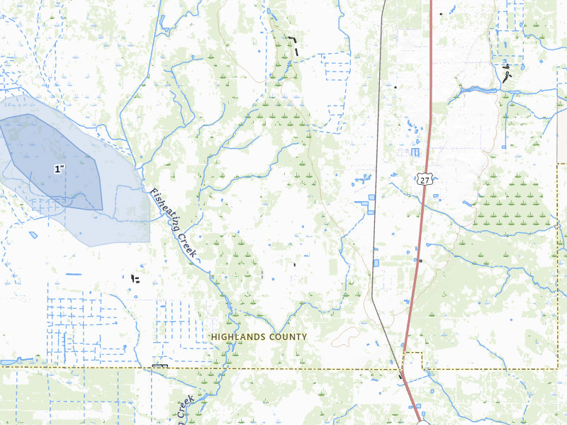 NEXRAD radar-signature map of the hail storm over Venus, FL on Aug 8, 2026