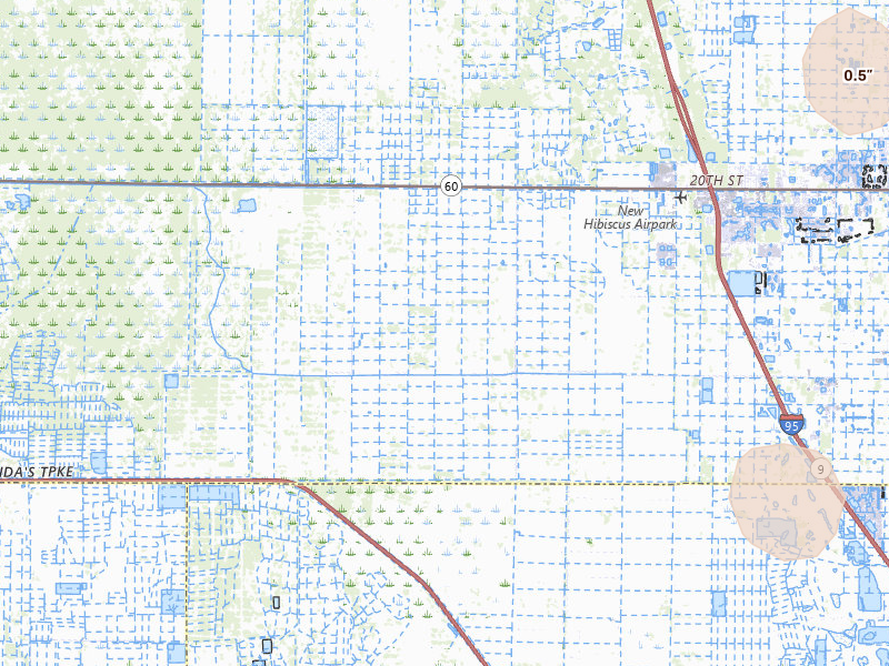 Radar-estimated hail-size map of the storm over Vero Beach, FL on Jul 12, 2026